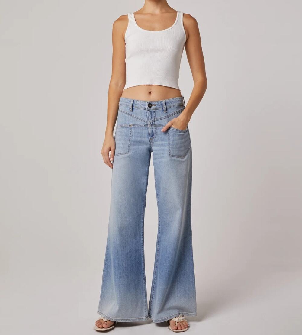 Edyson Cary High Rise Wide Leg Jeans Womens 28 NWT Light Teddy Utility